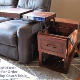 Solid Wood Lift Top End Table, Couch Side Cabinet With Storage, Handmade Usa - thumbnail 2