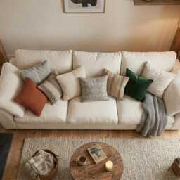 Cloud Sofa Ivory Boucle, Oversized Deep Seat Couch Cozy Living Room, Modern Farmhouse Handmade Cabin Cottage Furniture - thumbnail 3
