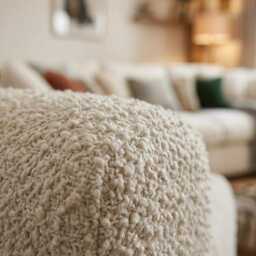 Cloud Sofa Ivory Boucle, Oversized Deep Seat Couch Cozy Living Room, Modern Farmhouse Handmade Cabin Cottage Furniture - thumbnail 4