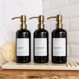 Black Plastic Refillable Bottle Minimalist Soap Dispenser, 16 Oz - thumbnail 2