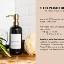 Black Plastic Refillable Bottle Minimalist Soap Dispenser, 16 Oz - thumbnail 3