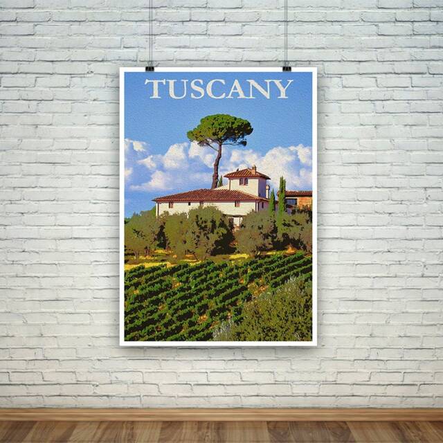 Tuscany Painting Vintage Italian Travel Print - image 1