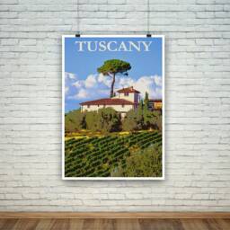 Tuscany Painting Vintage Italian Travel Print - thumbnail 1
