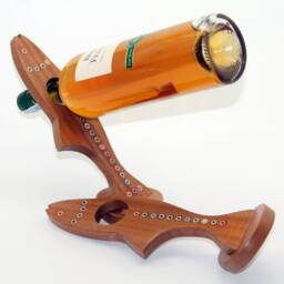 Colored Pencil Fish Wine Bottle Holder Balancing Wooden Winerack - thumbnail 4