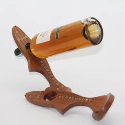 Colored Pencil Fish Wine Bottle Holder Balancing Wooden Winerack - thumbnail 2