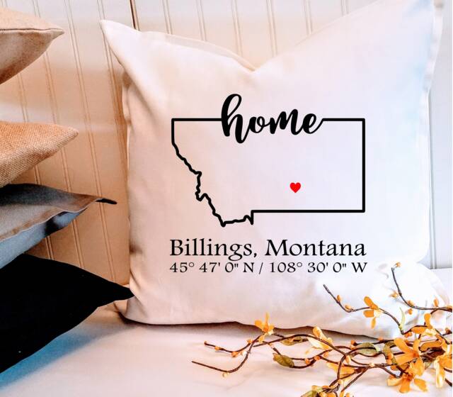 Custom Montana State Pillow Cover Personalized City Coordinates - image 1