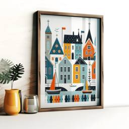 Scandinavian Houses Print Set - 3 Scandi Style Posters - Wall Art Scandanavian Design Colourful House Artwork Nordic Home Decor - thumbnail 3