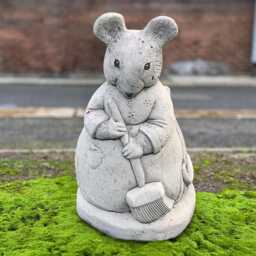 Garden Mouse Statue Concrete Figurine Cement Mother Decor Animal Ornament Handmade Art Rodent Sculpture Mouse Lover Gift - thumbnail 1