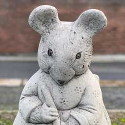Garden Mouse Statue Concrete Figurine Cement Mother Decor Animal Ornament Handmade Art Rodent Sculpture Mouse Lover Gift - thumbnail 3