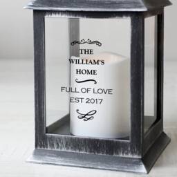 Personalised Antique Scroll Rustic Black Lantern With Custom Engraved Message, Easy To Hang, Ideal For New Home Birthdays & Mothers Day - thumbnail 3