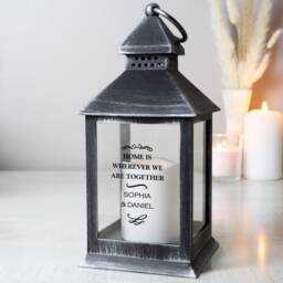 Personalised Antique Scroll Rustic Black Lantern With Custom Engraved Message, Easy To Hang, Ideal For New Home Birthdays & Mothers Day - thumbnail 1