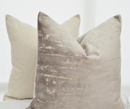 Taupe Velvet Pillow Cover, Patterned Cover, Taupe Pillow Cover - thumbnail 1