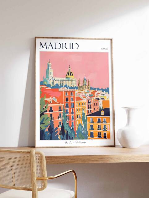 Madrid Travel Poster Colorful Spanish Cityscape Art Print - image 1