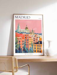 Madrid Travel Poster Colorful Spanish Cityscape Art Print - thumbnail 1