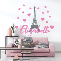 Eiffel Tower Girl Name Wall Decal Bedroom Decor Paris Theme Nursery Sticker - thumbnail 3