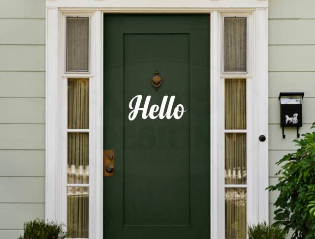 Hello Custom Vinyl Decal - Door Decal, Welcome Sign, Farmhouse Decor, Front Greeting Wall - image 1