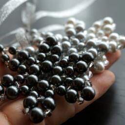 Modern Christmas Tree Ornament Gray Black Pearl Snowflake Beaded Crystal Star Christmas Decor Holiday Decorations - thumbnail 2