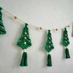 Macrame Christmas Tree Garland Boho Holiday Decor, Chrismast Gift, Wall Hanging - thumbnail 2
