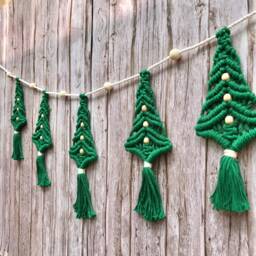 Macrame Christmas Tree Garland Boho Holiday Decor, Chrismast Gift, Wall Hanging
