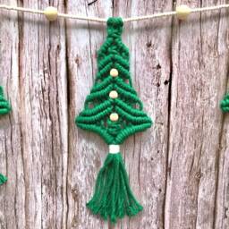 Macrame Christmas Tree Garland Boho Holiday Decor, Chrismast Gift, Wall Hanging - thumbnail 3