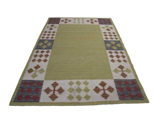Handwoven Swedish Kilim Rug Scandinavian Flatweave, Wool & Cotton - image 1
