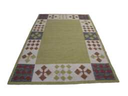 Handwoven Swedish Kilim Rug Scandinavian Flatweave, Wool & Cotton - thumbnail 1