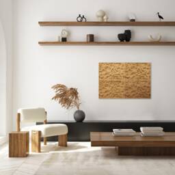 Engraved Oak Decor With Moon Rock Inspiration - Modern Wooden Wall Art - thumbnail 2