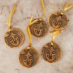 Ceramic Wall Hanging & Decor Ornament Of Woman Face, Christmas Tree - thumbnail 3