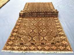 3x12 Brown Baluch Runner, Academia Hallway Rug, Long Afghan Vintage Chocolate Mocha Wool Runner Moody Geometric/Kitchen Rug - thumbnail 1