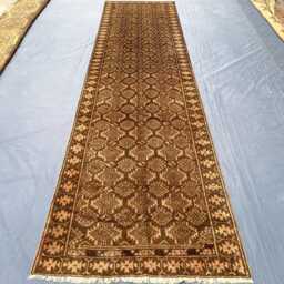 3x12 Brown Baluch Runner, Academia Hallway Rug, Long Afghan Vintage Chocolate Mocha Wool Runner Moody Geometric/Kitchen Rug - thumbnail 2