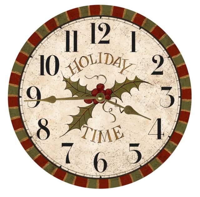 Holiday Wall Clock-Christmas Clock - Mistletoe Clock - image 1