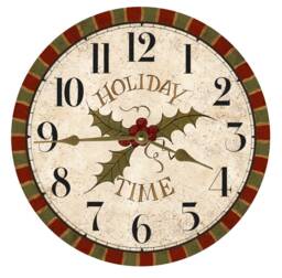 Holiday Wall Clock-Christmas Clock - Mistletoe Clock - thumbnail 1