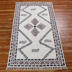 Handmade Block Printed Cotton Dhurrie Rug, Hallway Runner, Custom Size - thumbnail 3