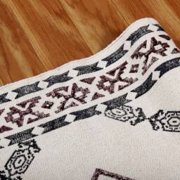 Handmade Block Printed Cotton Dhurrie Rug, Hallway Runner, Custom Size - thumbnail 4