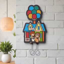 Love Story Keychain Holder, Personalized Carl & Ellie Key, Balloon House, Up Movie Couple Keychain, Perfect Home Decor, Adventure Awaits - thumbnail 2