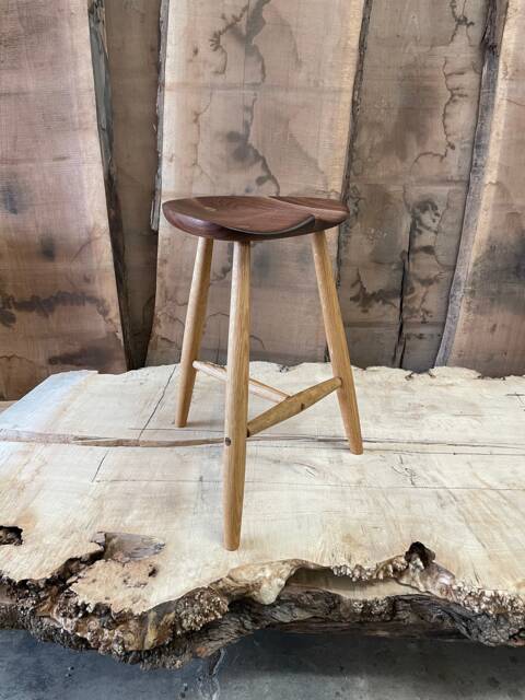 Milking Stool #3 in Walnut & White Oak - image 1