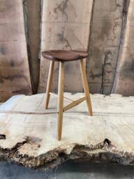 Milking Stool #3 in Walnut & White Oak