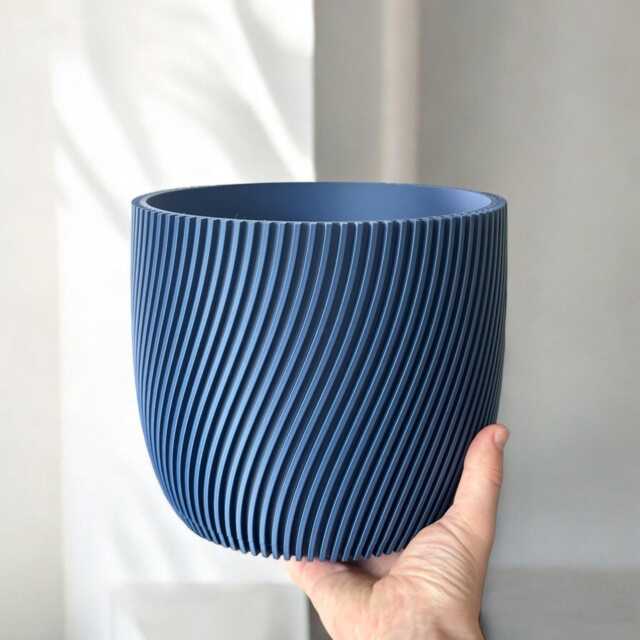Spiral Ribbed Plant Pot - Multiple Colours Modern Grooved Indoor Planter, Stylish Home Decor, Gift For Her, Minimalist Textured Design - image 1