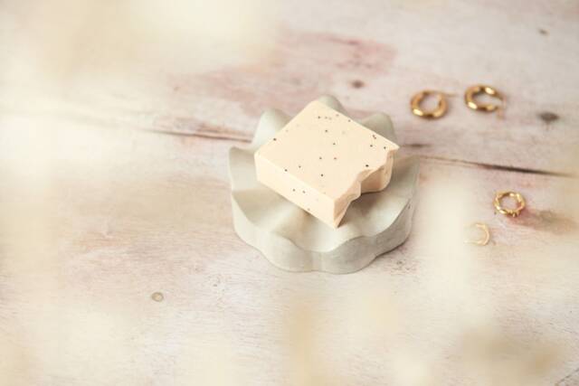 Concrete Soap Dish - Round Wavey Design - image 1