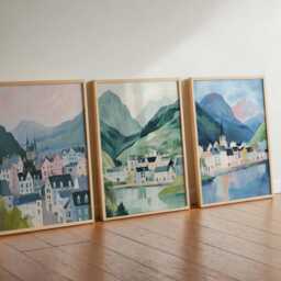 Set Of 3 Glencoe Posters, Scotland Landscape Prints, Highland Travel Wall Art, Nature Poster Set, Scenic Decor Gift For Home - thumbnail 2