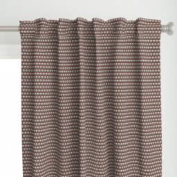 Mid Century Curtain Panel - Red Circles Retro Geometric Round Custom Atomic Beige On Scarlet By Siya