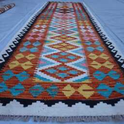 3x9 Ft Maimana Chubi Stunning New Runner Rug, Flatweave Oriental Rug Afghan Handmade Kilim Turkmen Hallway - thumbnail 2