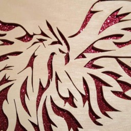 Fighting Phoenix & Dragon, Woodcut. Hand Cut With A Scroll Saw - thumbnail 4