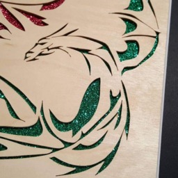 Fighting Phoenix & Dragon, Woodcut. Hand Cut With A Scroll Saw - thumbnail 3