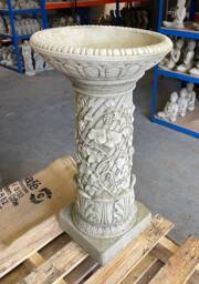 Large Ivy Stone Birdbath - Outdoor Garden Bird Feeder Acanthus Ornament Decor Xl - thumbnail 1