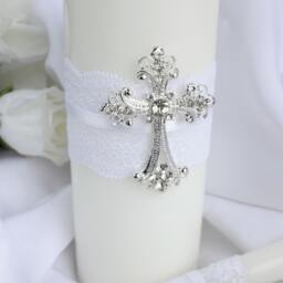 Unity Candle Cross Set Church Wedding Decoration Silver Candel Rhinestone Candles For Wedding Cross Candle Christian - thumbnail 2