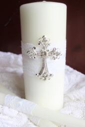 Unity Candle Cross Set Church Wedding Decoration Silver Candel Rhinestone Candles For Wedding Cross Candle Christian - thumbnail 1