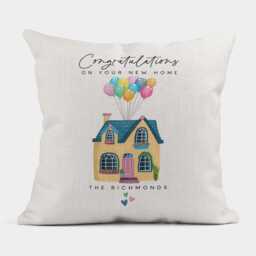 Personalised New Home Cushion, Family Name Congratulations Home, Gift - thumbnail 2