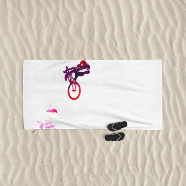 Personalized Mountain Bike Beach Towel Extreme Sports Art, Mtb Gift - image 1