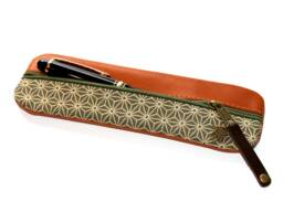 Japanese Asanoha Pen Case Leather & Fabric & Pencil Asanoha